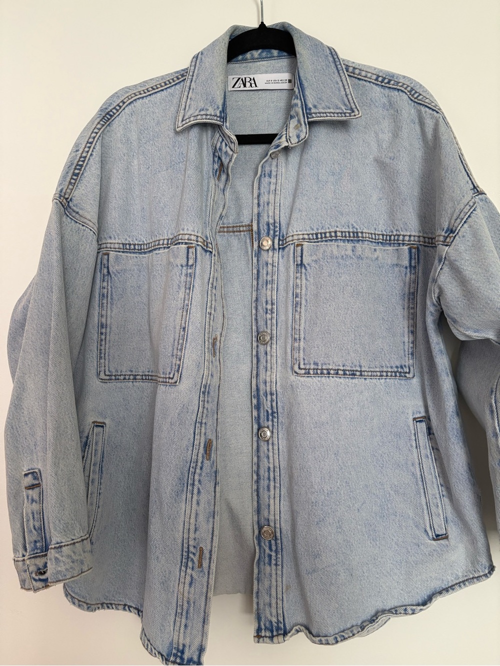 Zara Light Blue Denim Shirt Jacket - Men's Oversized Style